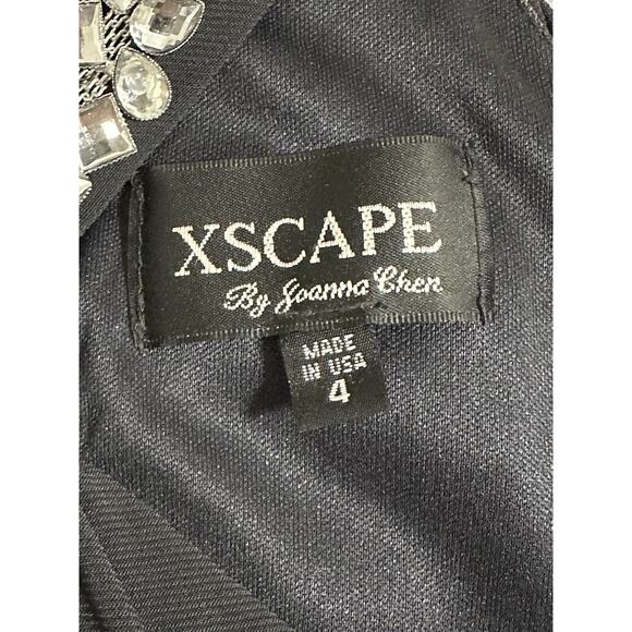 Xscape Womens Cocktail Party Dress Embellished Halter Neck Rushed Bottom Sz 4 - Picture 4 of 12